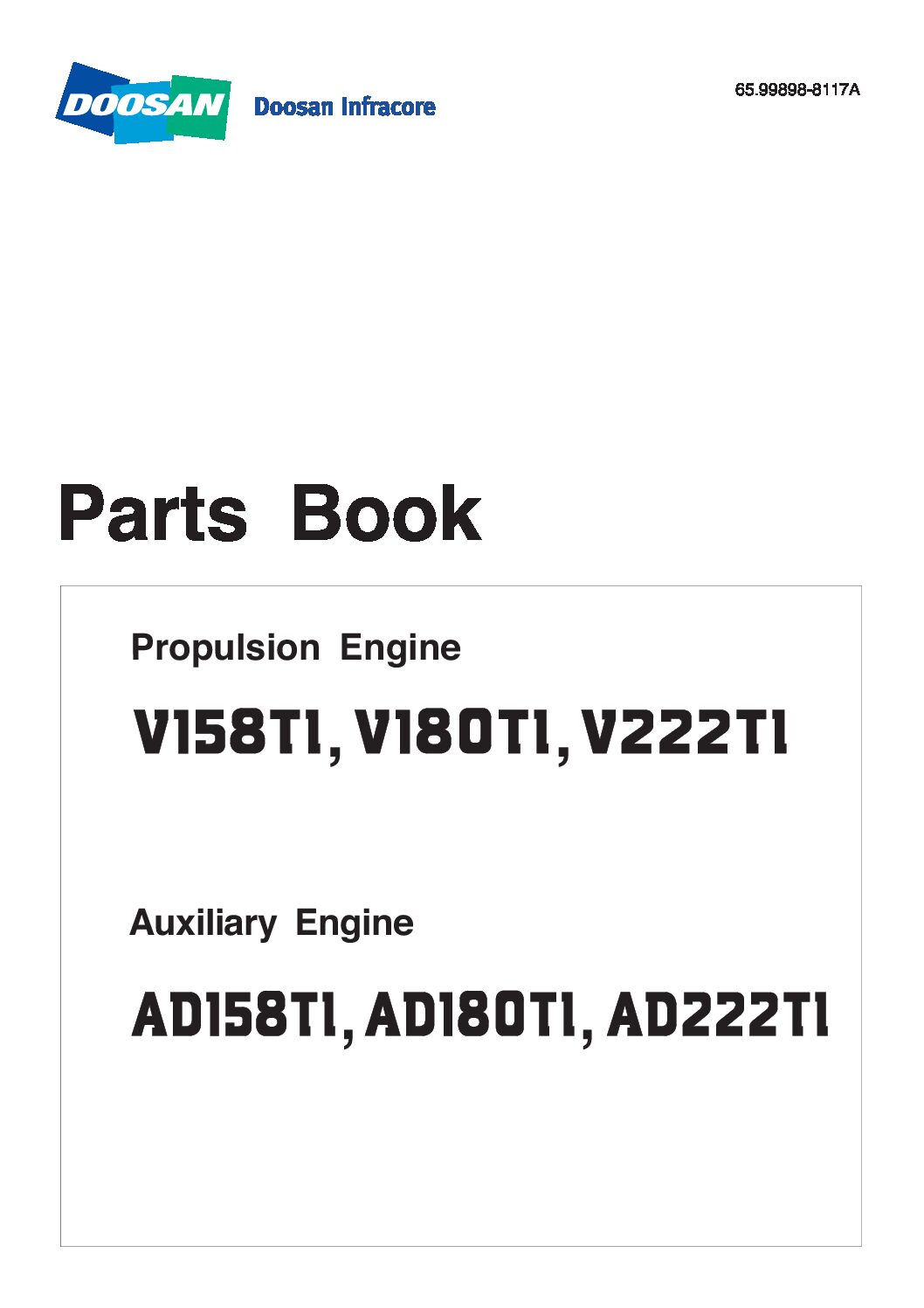 DOOSAN V158TI/V180TI/V222TI Spare Parts Catalogue Ship & Marine Manuals